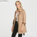 Autumn Outdoor New Korean Women Long Coat Double Breaste Suede Trench Coat Sleeve Women Leather Jacket Coat